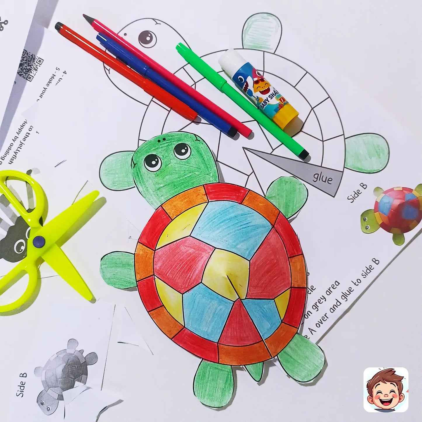 Create & Explore! Fun Turtle Craft Activity - Boost Fine Motor Skills - Engaging Printable Art Project for Kids