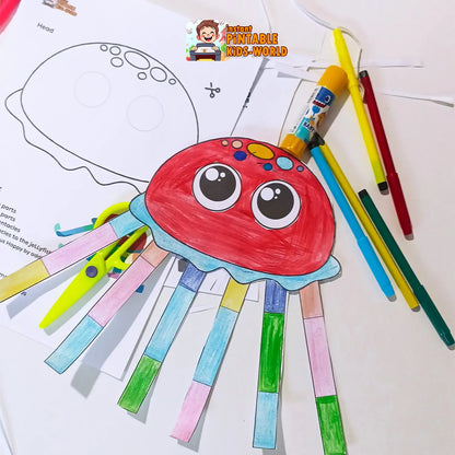 Jellyfish Craft - Ocean Adventure Activity - Underwater Fine Motor Fun for Preschoolers