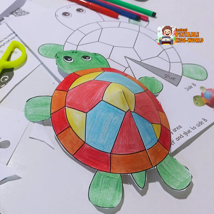 Create & Explore! Fun Turtle Craft Activity - Boost Fine Motor Skills - Engaging Printable Art Project for Kids