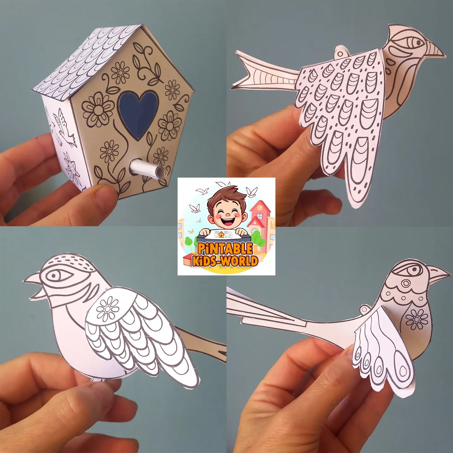 3D Paper Birds - Fun Printable Coloring and Craft for Kids – Creative Instant Activity at Your Fingertips!