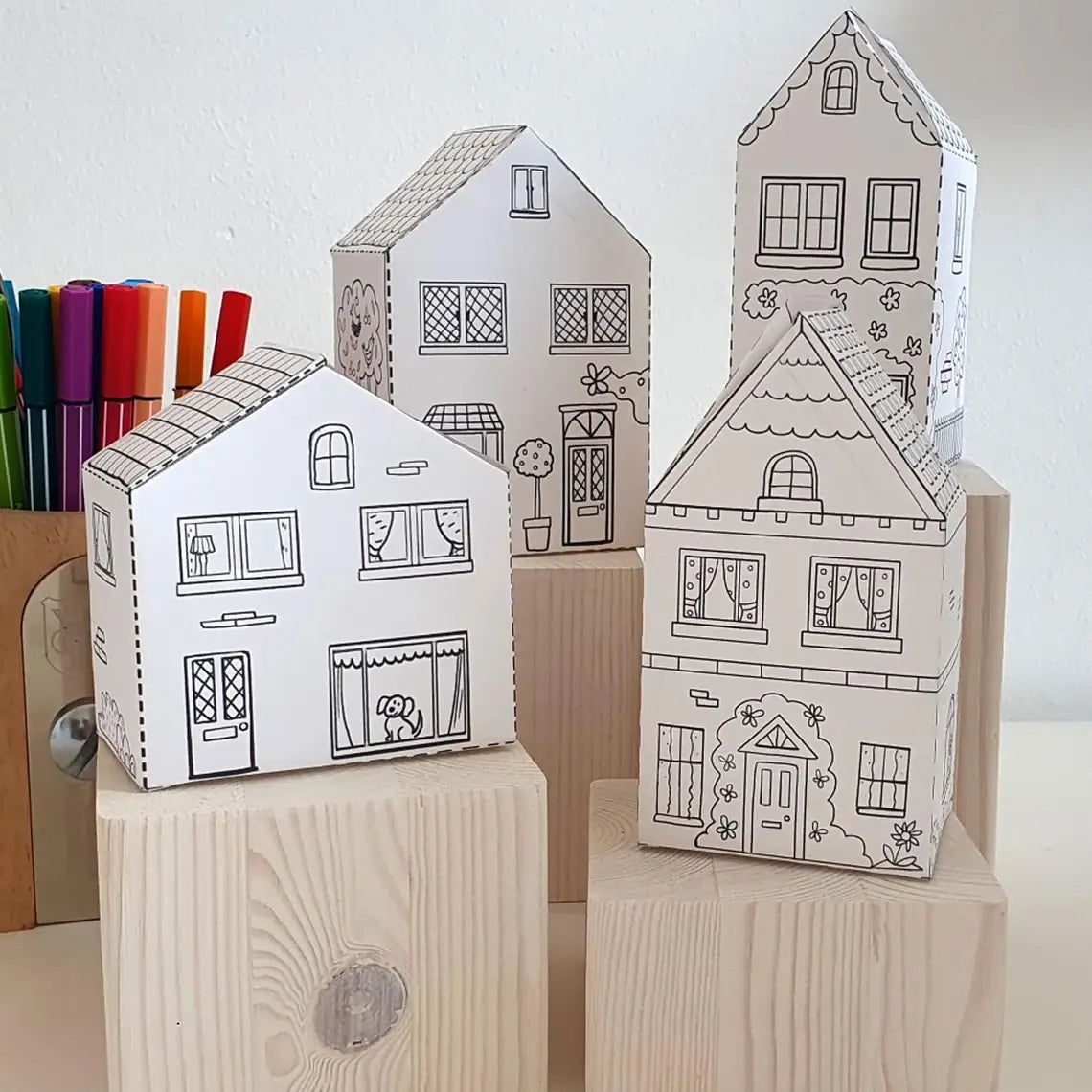 Village paper n1 - Printable Paper Houses Craft Kit for Kids – Fun Coloring and Creative Activity!