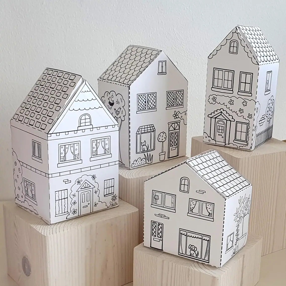 Village paper n1 - Printable Paper Houses Craft Kit for Kids – Fun Coloring and Creative Activity!