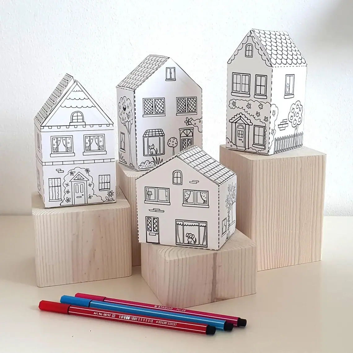 Village paper n1 - Printable Paper Houses Craft Kit for Kids – Fun Coloring and Creative Activity!