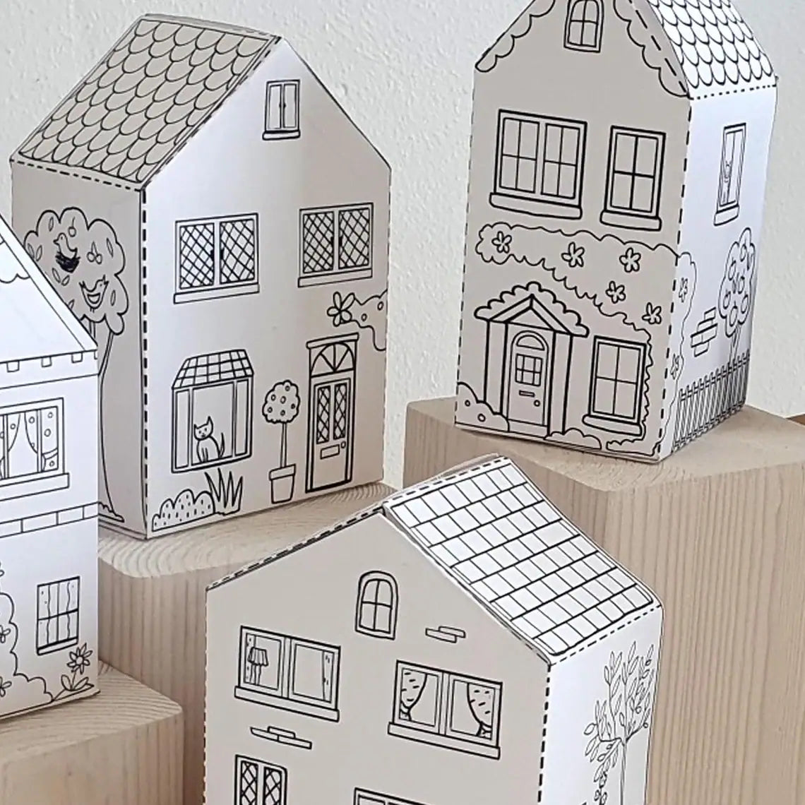 Village paper n1 - Printable Paper Houses Craft Kit for Kids – Fun Coloring and Creative Activity!