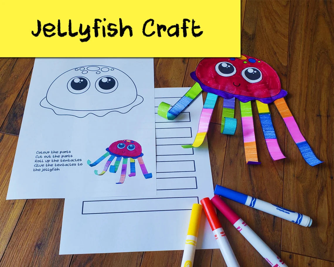 Jellyfish Craft - Ocean Adventure Activity - Underwater Fine Motor Fun for Preschoolers